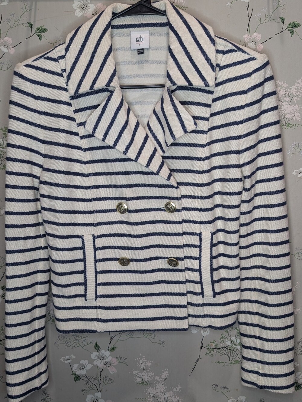 Cabi Even Keel navy and white jacket PTP: 20-21, L: 20 - Picture 3 of 8